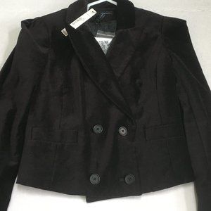 velour blazer jacket button front crop bolero